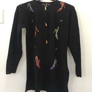 Vintage Wearable Art Hand Painted Sweater ~ Shoes